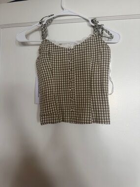 Princess Polly Dalanie Gingham Tie-Strap Cami Top in Green